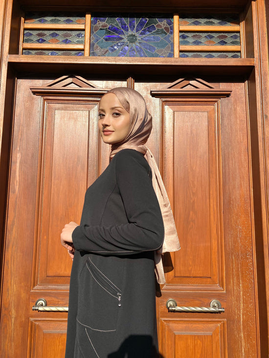 Kontrast dikişli büyük cepli fermuarlı trend ferace -6006