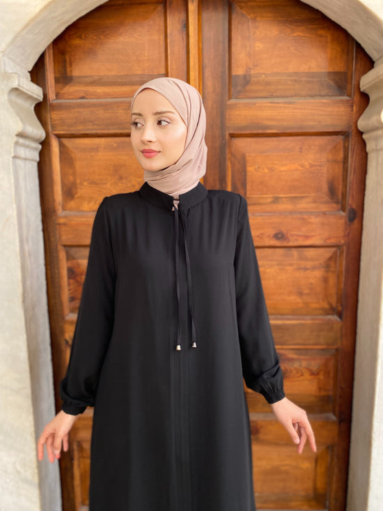 Volan Etekli Hakim Yaka Gizli Fermuarlı Ferace-5119