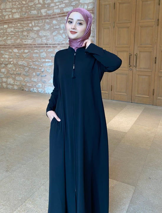 Hakim Yaka Yarım (Mevlana) Kloş Fermuarlı Ferace-3758