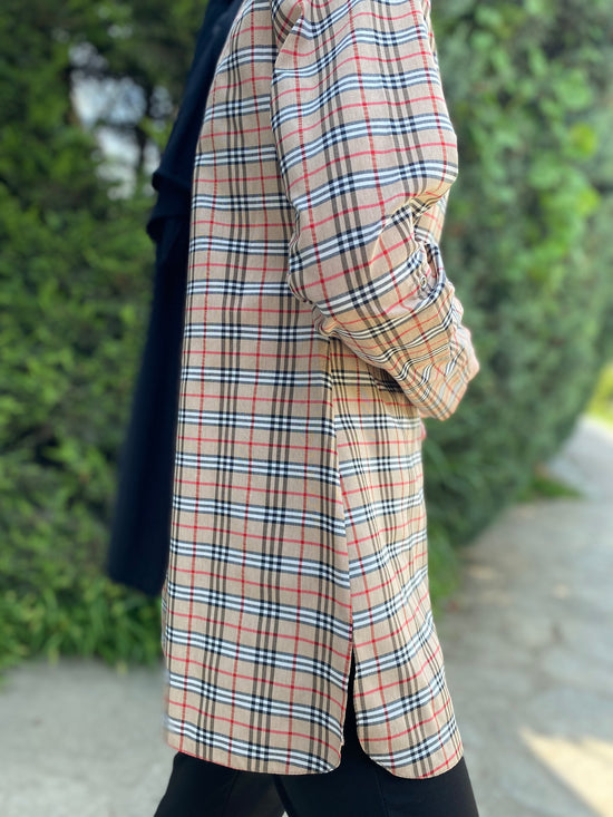 İnce Dokuma Kumaş Çıtçıt Kapamalı Kol Apoletli Ekose Gömlek-6027-c