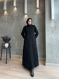 Oval Cepli Patlı Fermuarlı Detaylı Örme Kaşe Pardesü-5146