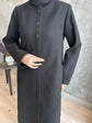 Oval Cepli Patlı Fermuarlı Detaylı Örme Kaşe Pardesü-5146
