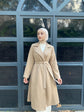 Örme petek kaşe trench model kemerli ara boy kaban-6037