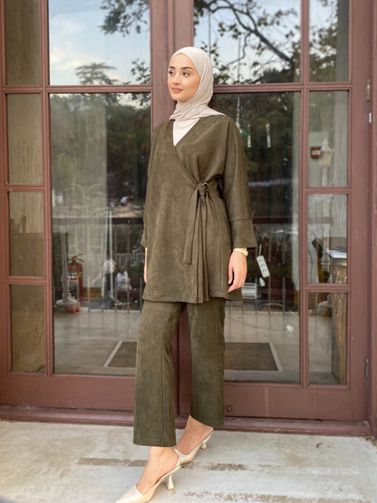Fitilli süet pantolon tunik 2&