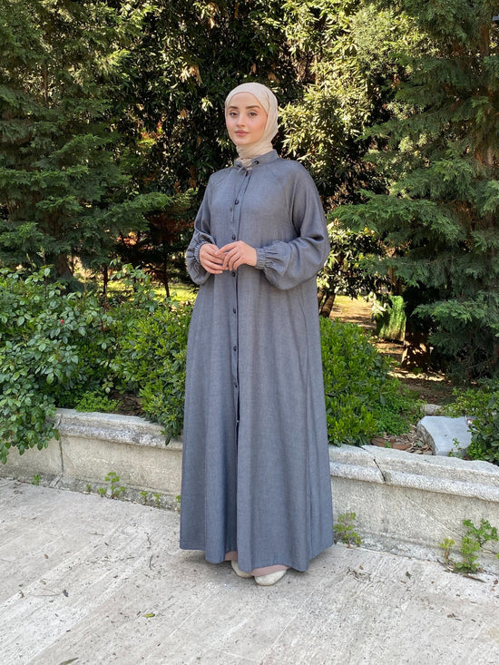 Reglan kol hakim yaka ince dokuma çıtçıt kapama uzun giyçık-6068
