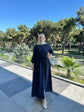 Reglan kol fermuarlı kemerli ince dokuma kumaş ferace-6077