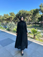 Reglan kol fermuarlı kemerli ince dokuma kumaş ferace-6077