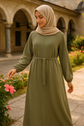 Reglan kol fermuarlı kemerli ince dokuma kumaş ferace-6077