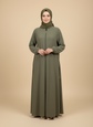 Reglan kol fermuarlı kemerli ince dokuma kumaş ferace-6077