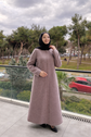 Oval cepli patlı fermuarlı kaşe pardesü-6087