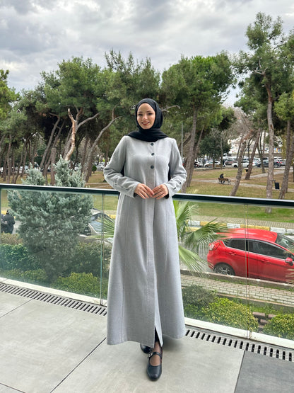 Verev Kaşe Mine Düğmeli Pardesü-6088