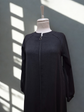 Reglan kol fermuarlı kemerli ince dokuma kumaş ferace-6077