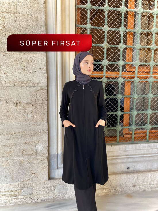 Süs düğmeli torba cepli kuplu kap-6025