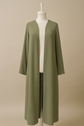 İnce dokuma kumaş cepli kemerli kimono-6075