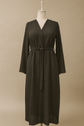 İnce dokuma kumaş cepli kemerli kimono-6075
