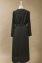 İnce dokuma kumaş cepli kemerli kimono-6075