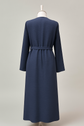 İnce dokuma kumaş cepli kemerli kimono-6075