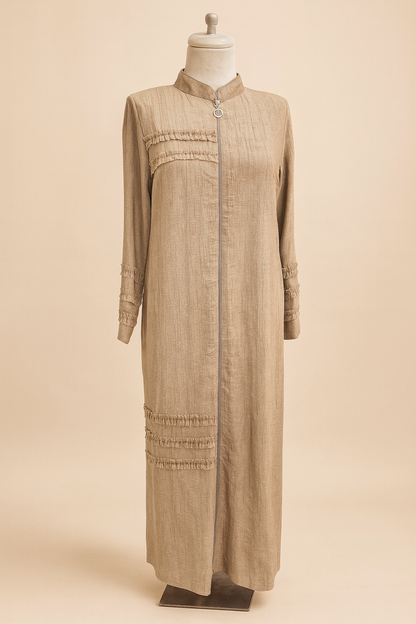 Batik çilek-fırfır detaylı fermuarlı ferace-6076