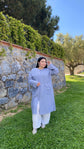 Keten kumaş kol bant detaylı fermuarlı Kap-6099