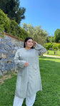 Keten kumaş kol bant detaylı fermuarlı Kap-6099