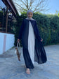 Şifon Büzgü ve Taş Detaylı Önü Açık Abaya-6024