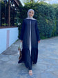 Şifon Büzgü ve Taş Detaylı Önü Açık Abaya-6024