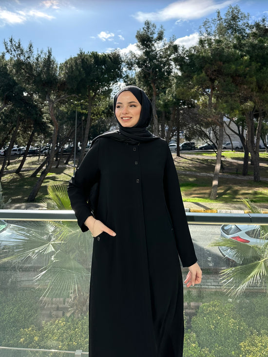 Oval Cepli Çıt Çıt Detaylı İnce Dokuma Kumaş Ferace-5118