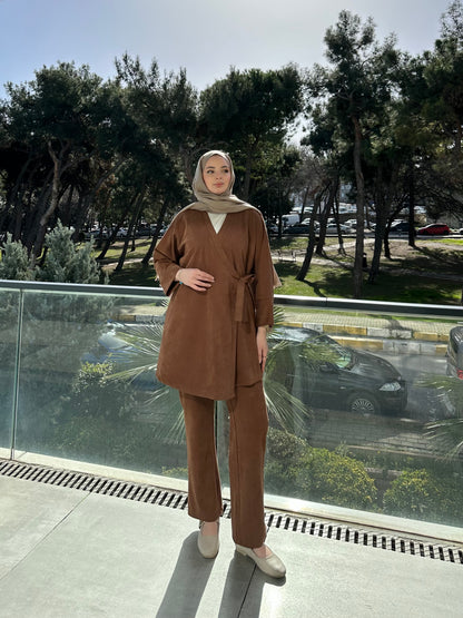 Fitilli süet pantolon tunik 2&
