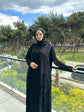Jalia Medine İpeği Asimetrik Desenli Ferace - 6094