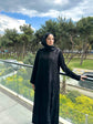 Jalia Medine İpeği Asimetrik Desenli Ferace - 6094