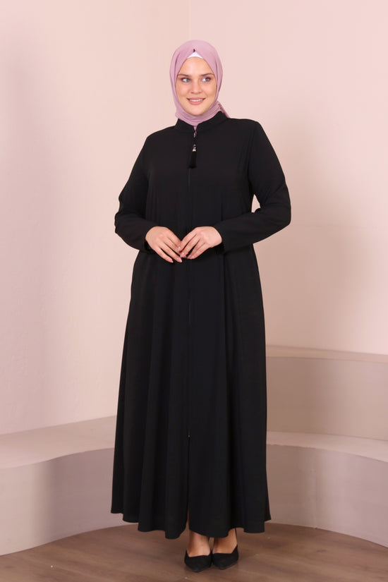 Hakim Yaka Yarım (Mevlana) Kloş Fermuarlı Ferace-3758
