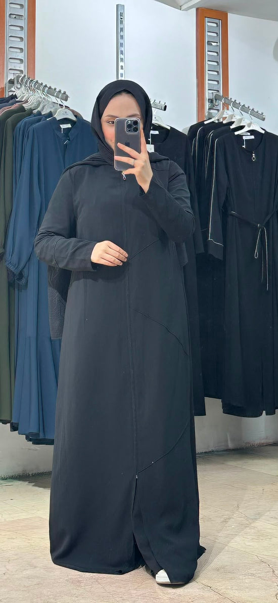 Çima ve taş detaylı ferace-OUTLET-40