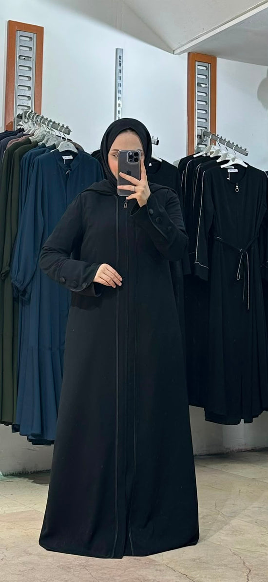 Kol ve beden biye detaylı ferace-OUTLET-40