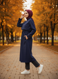6080-Cepkenli Fermuarlı Beli Büzgülü Araboy Trench