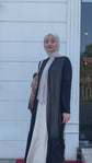 Şifon Büzgü ve Taş Detaylı Önü Açık Abaya-6024